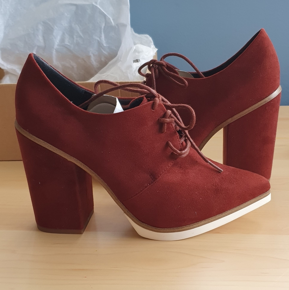 NWT Asos on a roll laced up heels rust